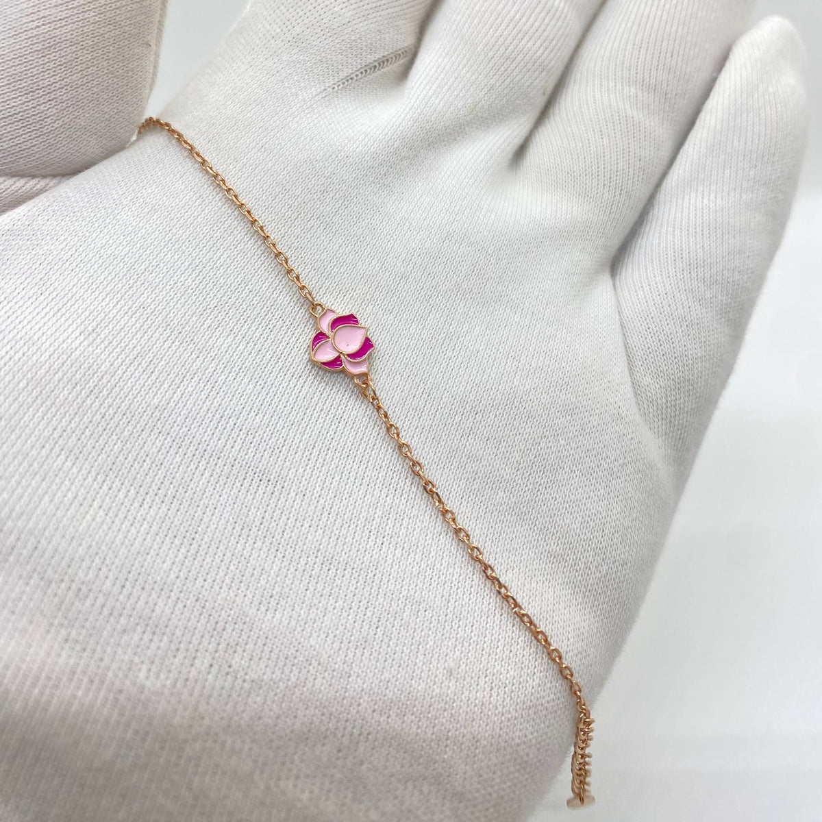 Rose Gold Pink Lotus Bracelet