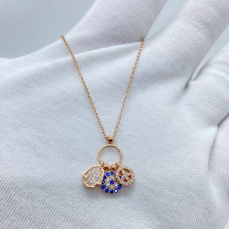 Rose Gold Sapphire Charm Necklace