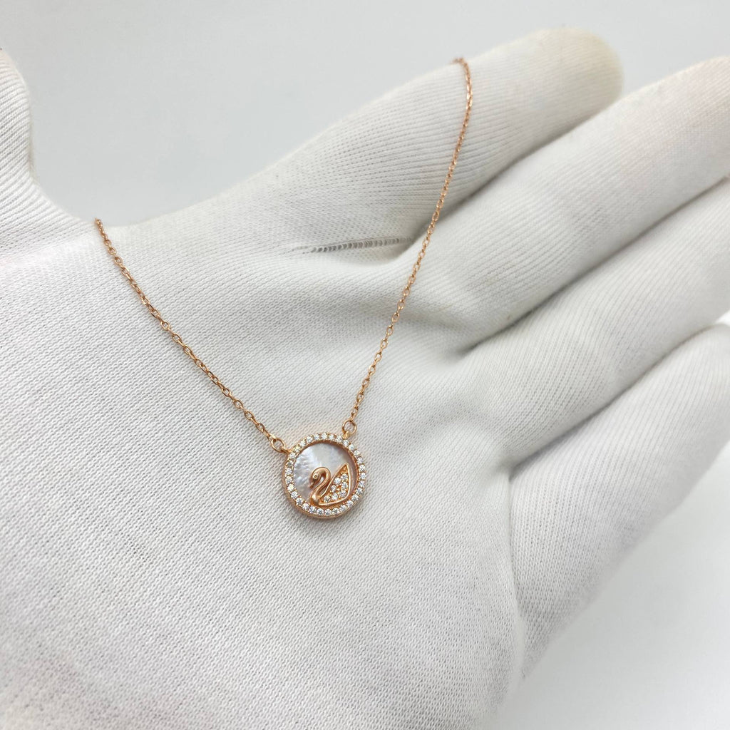 Rose Gold Swan Pearl Necklace