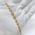 Rose Gold Triple Heart Crystal Link Bracelet