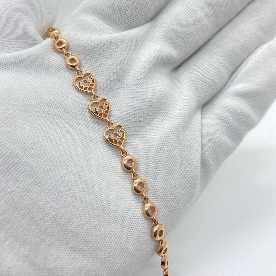Rose Gold Triple Heart Crystal Link Bracelet