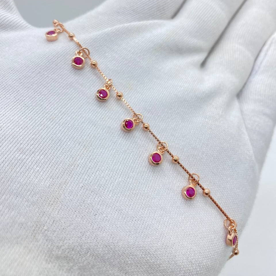 Ruby Drop Rose Gold Bracelet