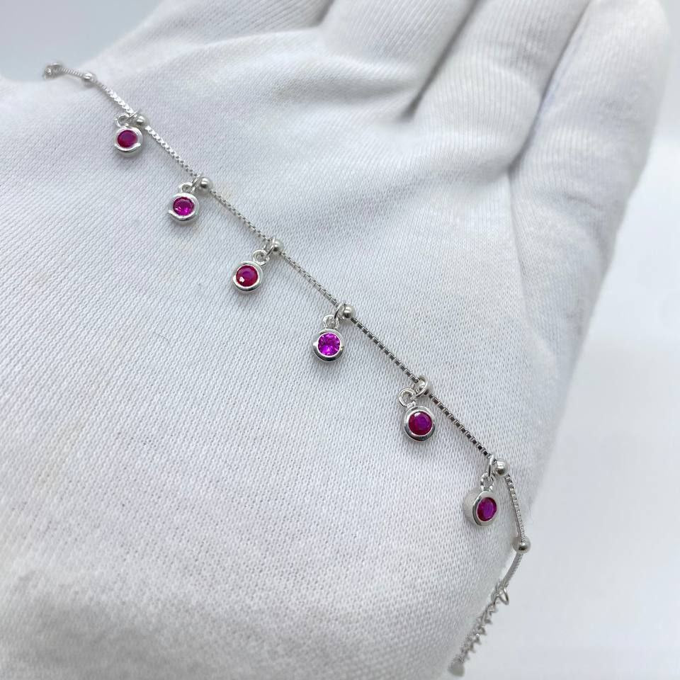 Ruby Pink Drop Bracelet