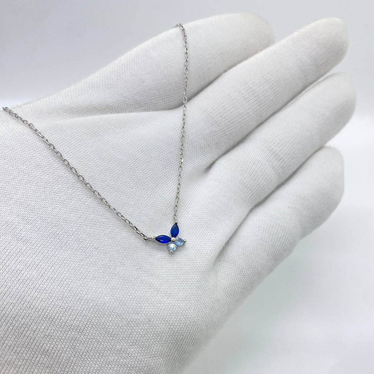 Silver Blue Butterfly Necklace