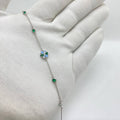 Silver Blue & Emerald Floral Bracelet