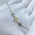 Silver Blue Floral Crystal Bracelet