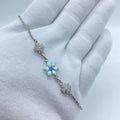 Silver Blue Floral Crystal Bracelet