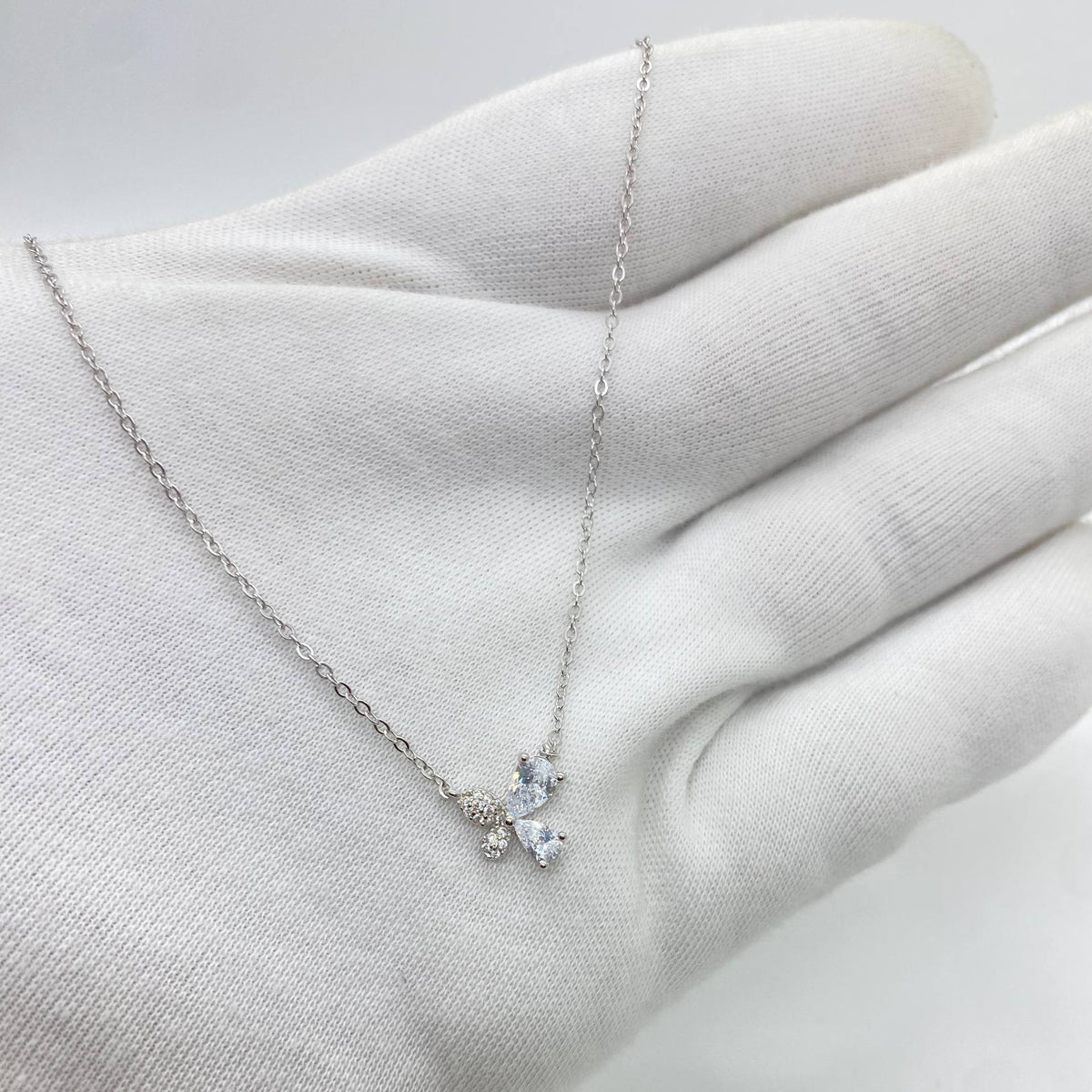 Silver Crystal Butterfly Necklace