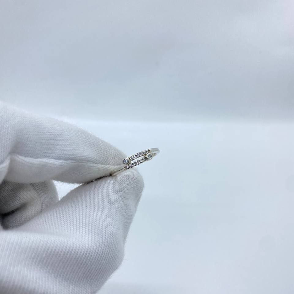 Silver Double Row Stone Ring
