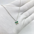 Silver Green Butterfly Necklace