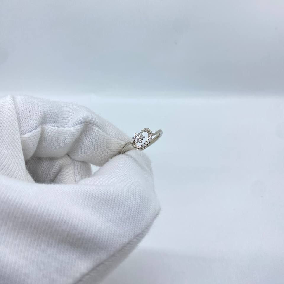 Silver Heart Flower Ring