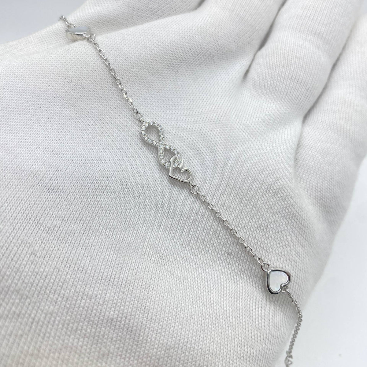 Silver Infinity Heart Link Bracelet