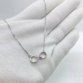 Silver Infinity Pink Heart Necklace
