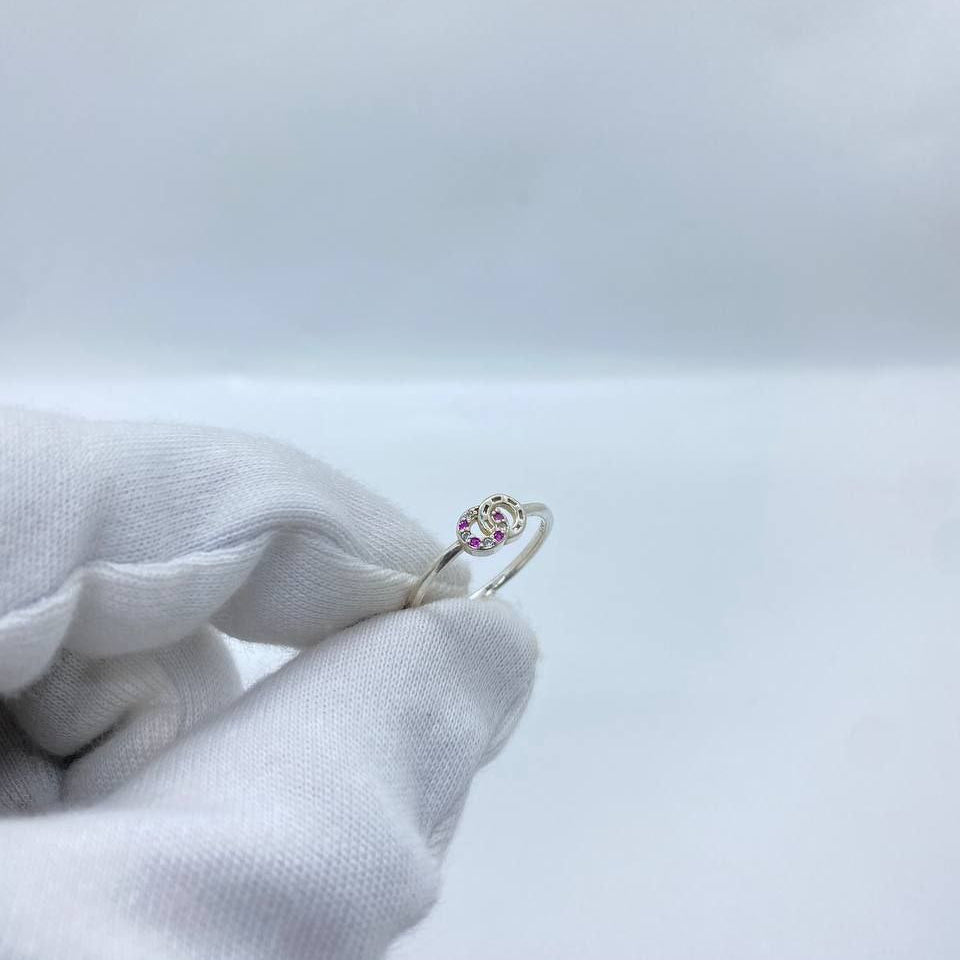 Silver Pink Swirl Ring