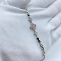 Silver Purple Floral Charm Bracelet