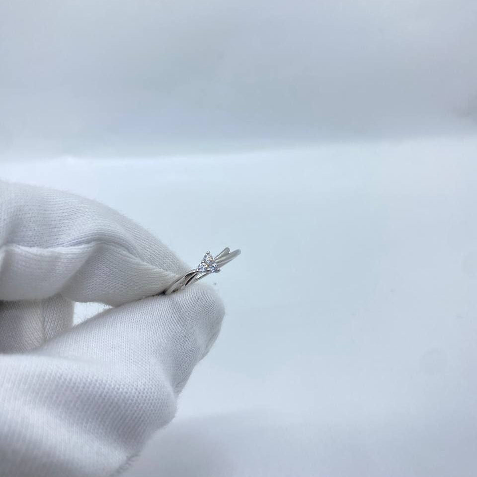 Silver Triangle Stone Ring