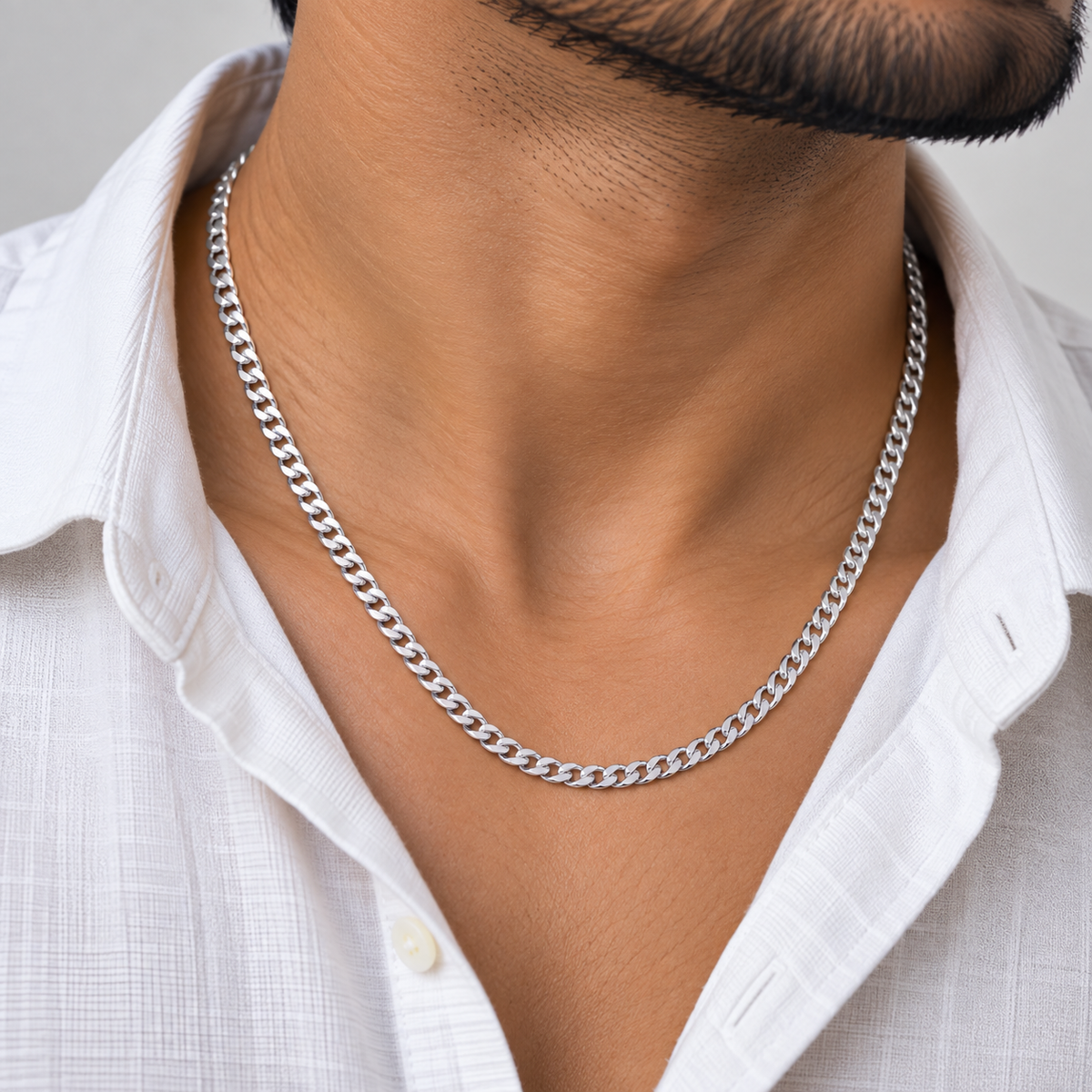 Slim Curb Link Silver Chain