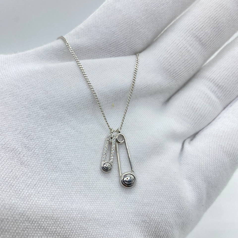 Smiley Safety Pin Necklace