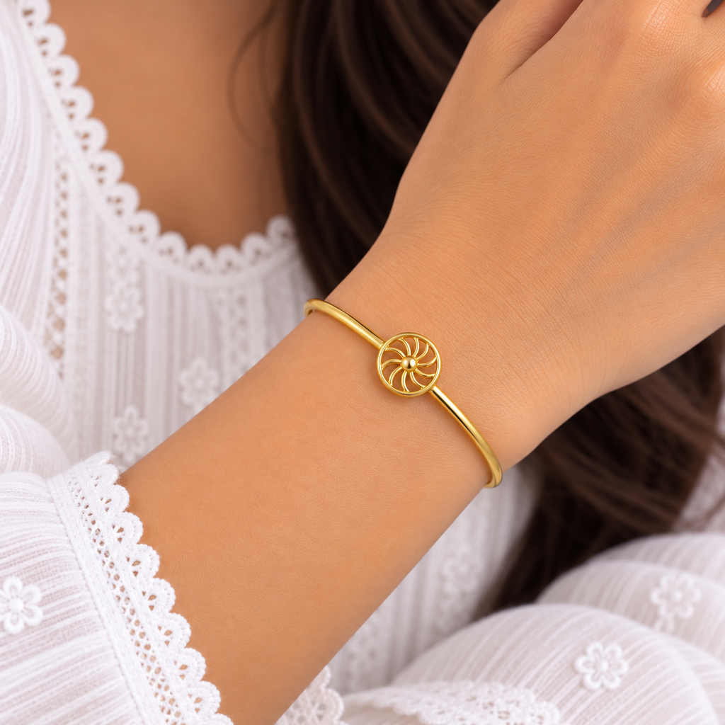 Spiral Circle Gold Bangle