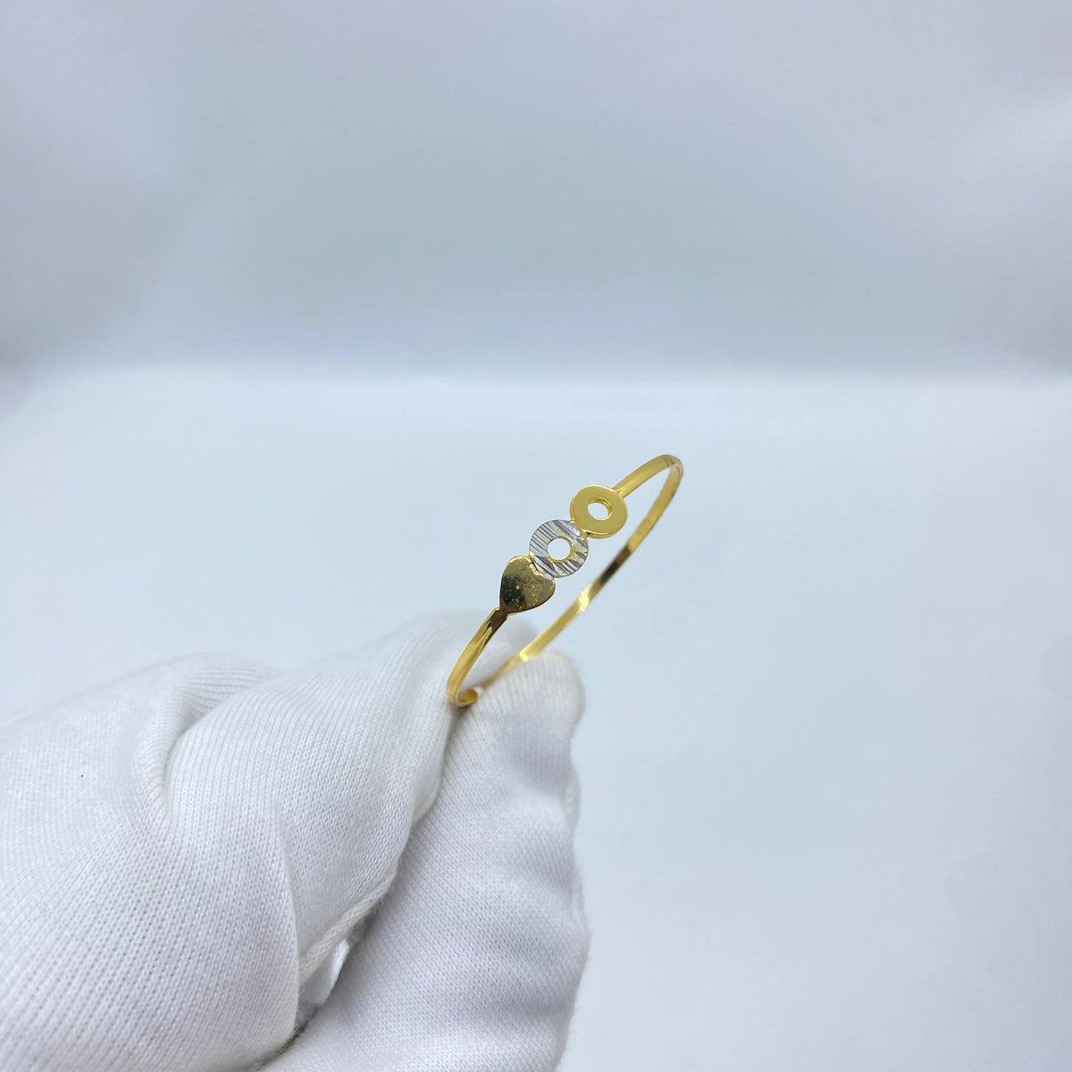 Triple Circle Yellow Silver Bangle