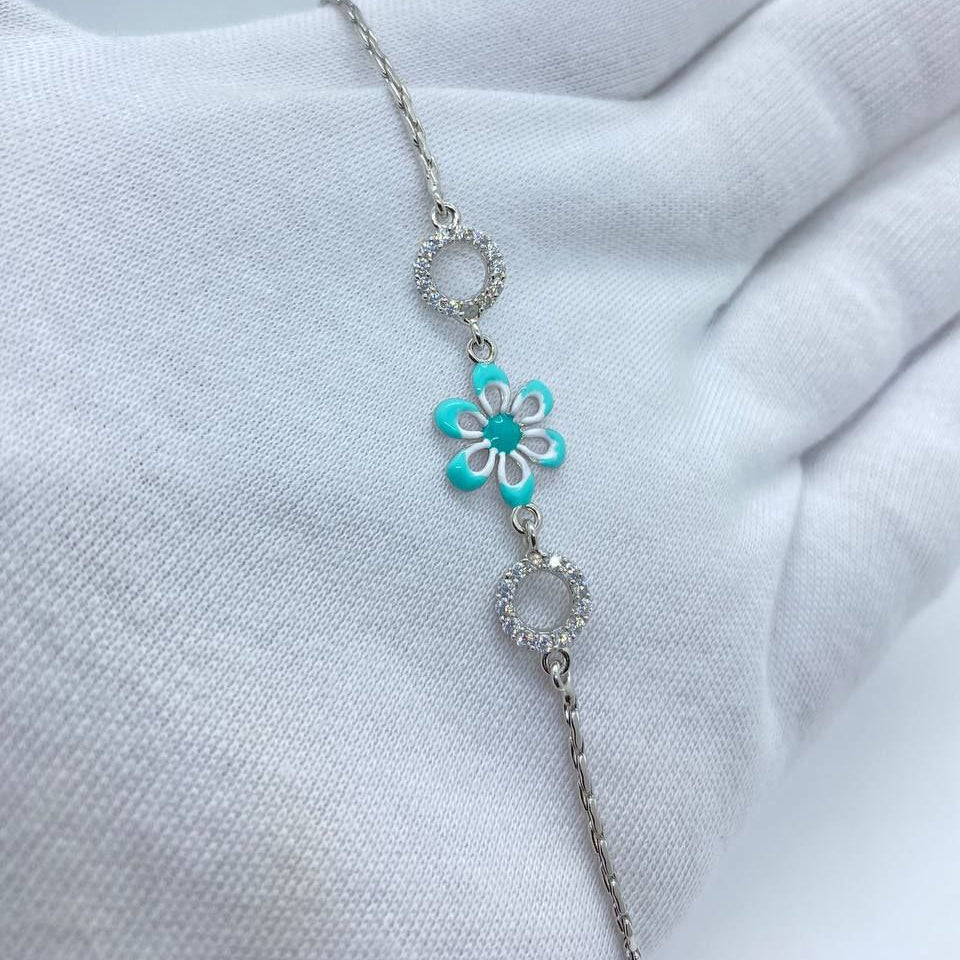 Turquoise Floral Crystal Bracelet
