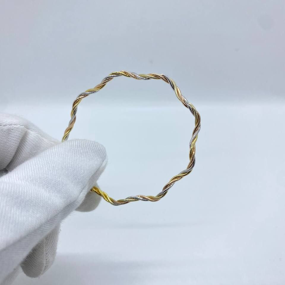 Twisted Two-Tone Gold Bangle