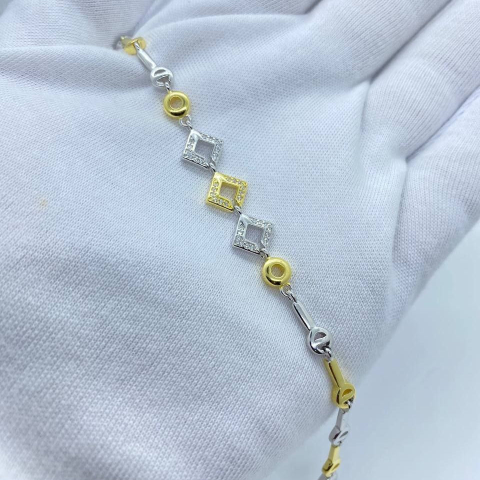 Two-Tone Geometric Link Bracelet