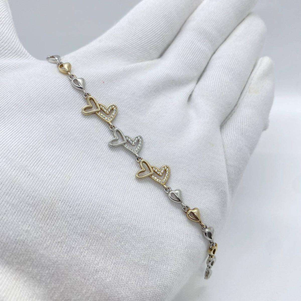 Two-Tone Interlocking Heart Bracelet