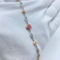 Two-Tone Rose Gold & Silver Pink Stone Bracelet