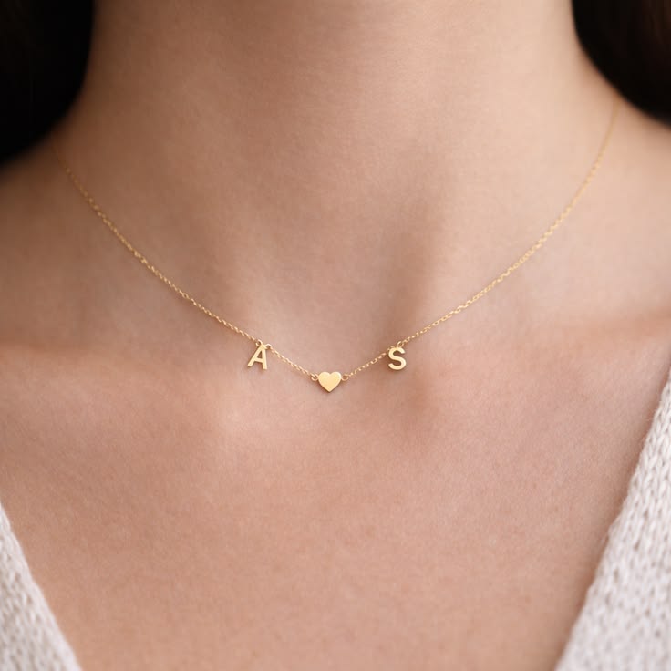 Two Initial Heart Necklace