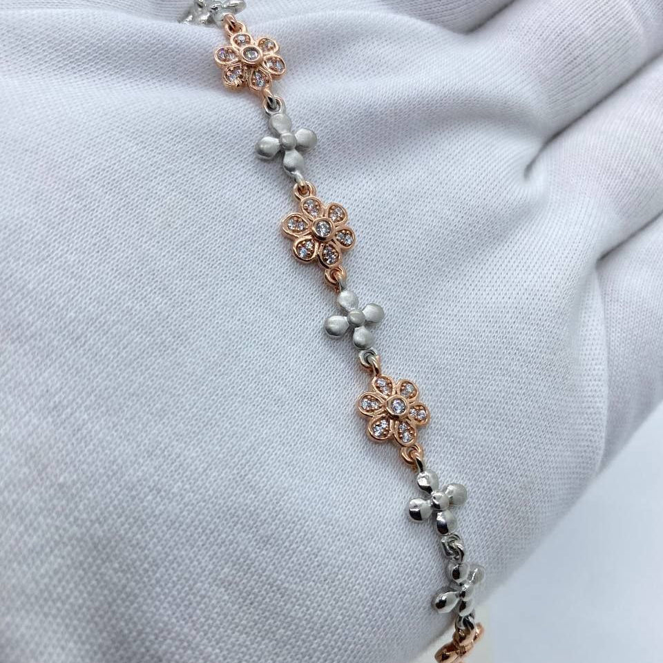 Two Tone Crystal Floral Bracelet