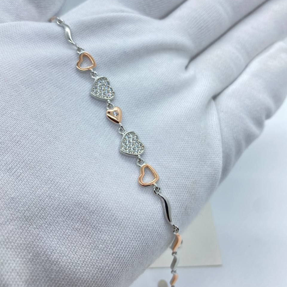 Two Tone Heart Bracelet