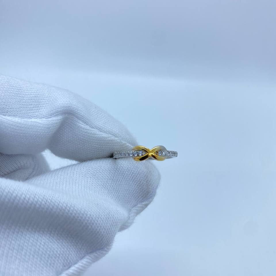 Two Tone Infinity Crystal Ring