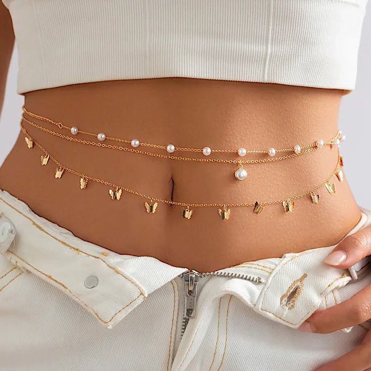 Triple-Layer Silver Butterfly Waist Chain