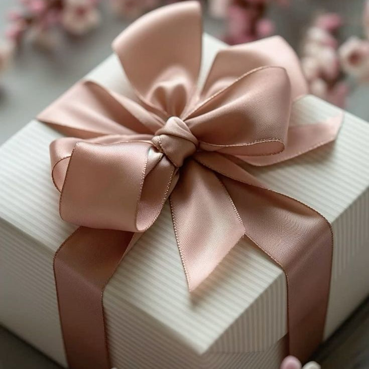 White & Blush Ribbon Gift Box