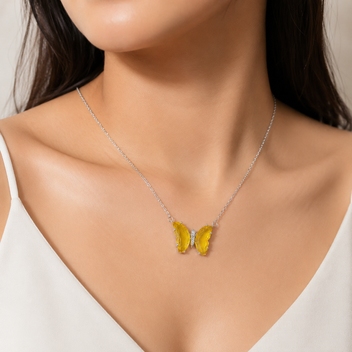 Yellow Butterfly Necklace