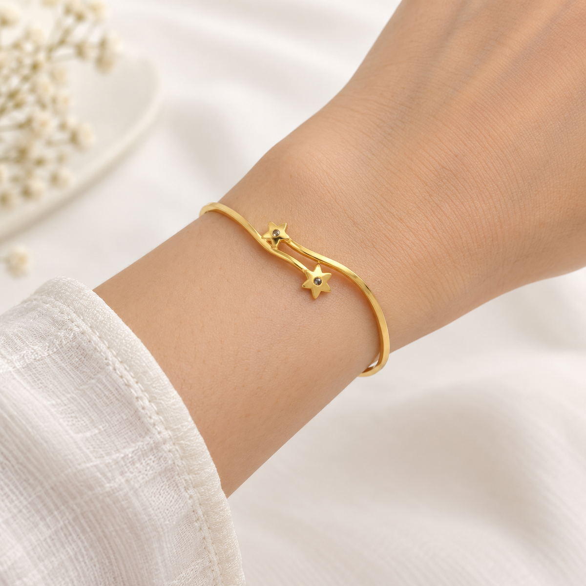 Twin Star Gold Bangle