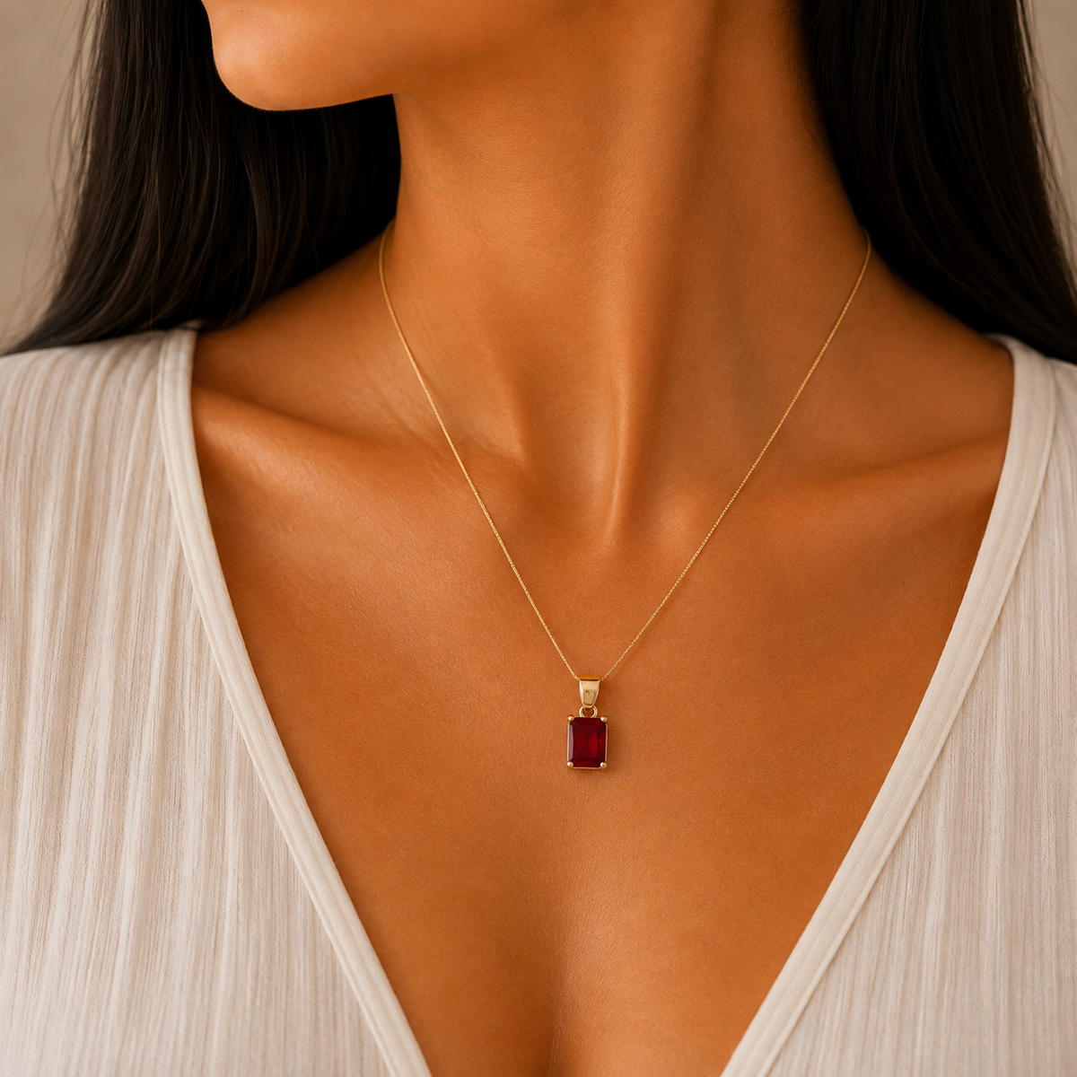 Black Emerald-Cut Stone Pendant