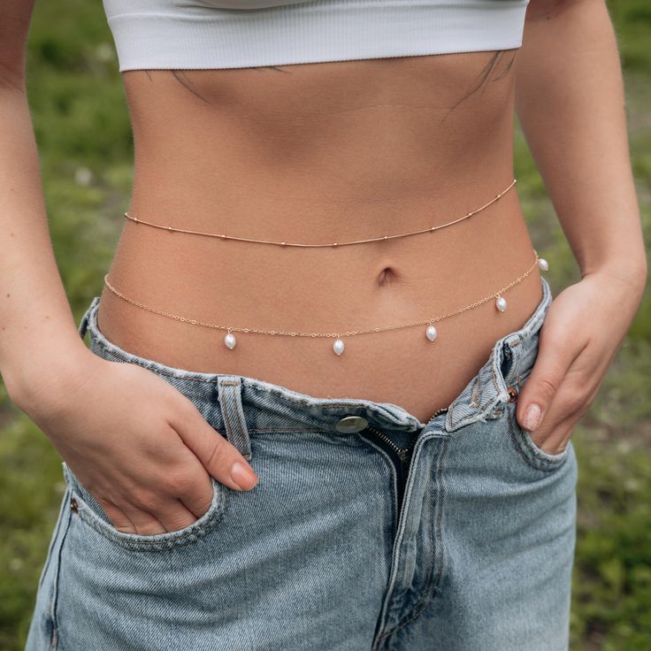 double-layer silver waist chain