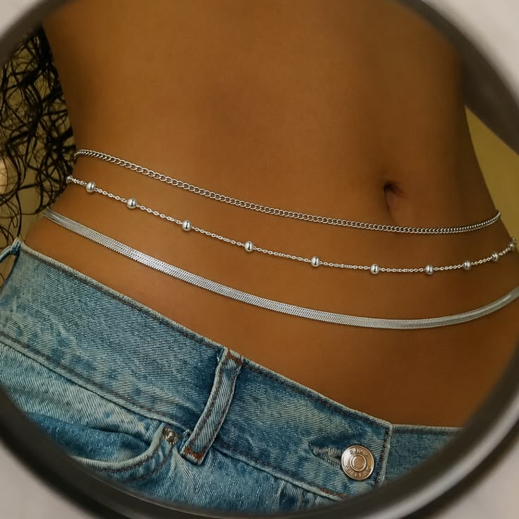 layered silver waist chain