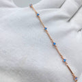 Blue Crystal Bar Rose Gold Bracelet