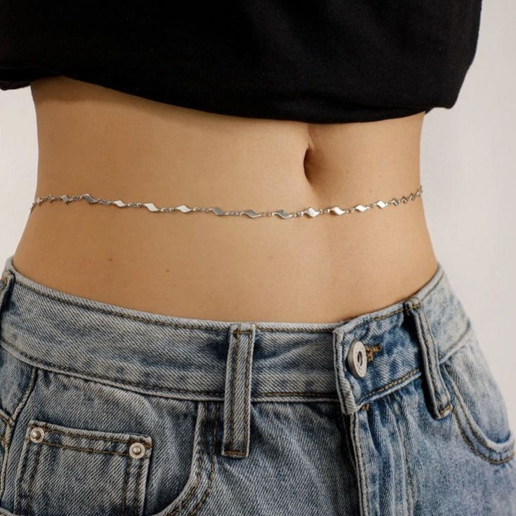 wavy link waist chain